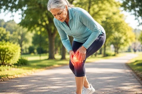 Older adult moving freely outdoors